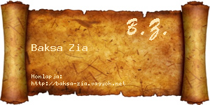 Baksa Zia névjegykártya